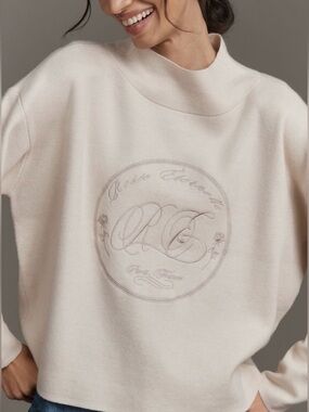 The Carys Mock-Neck Sweater by Maeve. Cream. Size Large.